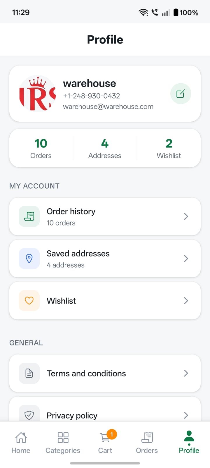 Wirsa profile screen